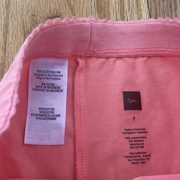 Tea Collection crop legging sz 7 salmon pink color elastic waist great condition - Picture 2 of 3